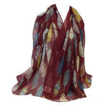 Oversize leaf pattern plain voile stole muslim hijab shawl scarf wholesale china